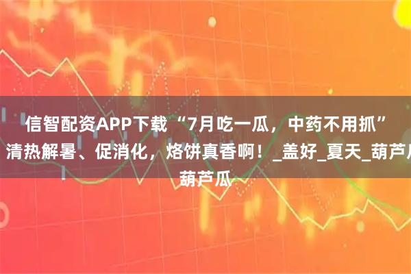 信智配资APP下载 “7月吃一瓜，中药不用抓”，清热解暑、促消化，烙饼真香啊！_盖好_夏天_葫芦瓜