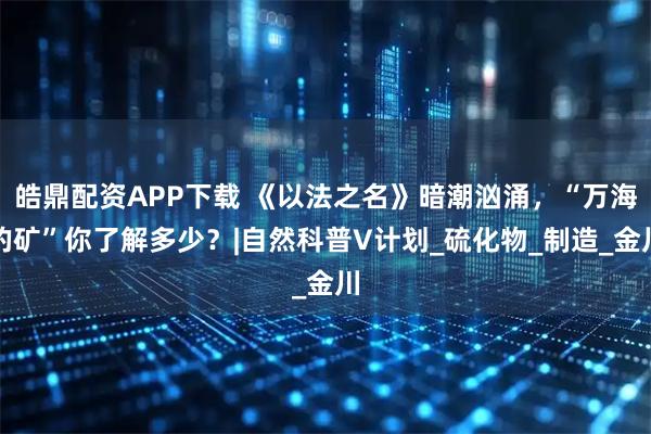 皓鼎配资APP下载 《以法之名》暗潮汹涌，“万海的矿”你了解多少？|自然科普V计划_硫化物_制造_金川